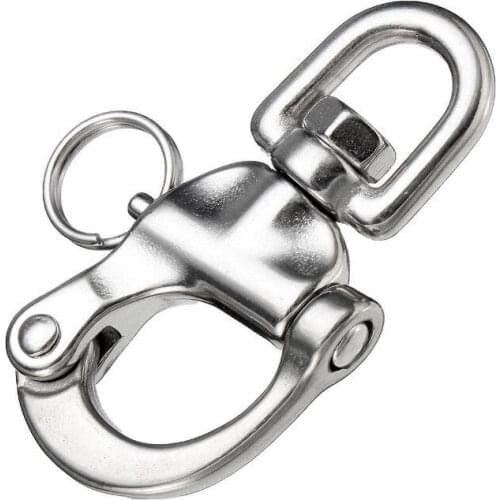 2 Pcs Boat Anchor Chain 316 Stainless Steel 70mm Quick Release Eye Shackle Swivel Snap Hook for Yacht Hardware