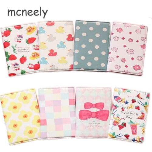 Mcneely Lovely Women Passport Cover Case Cartoon Travel Passport Holder Bag Girl Business Card Holder Purse Retro Card Wallet