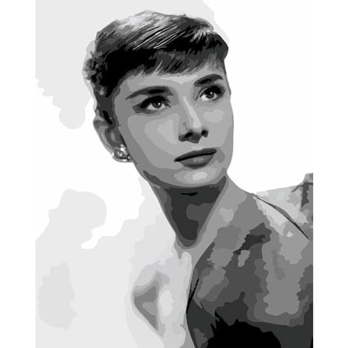 Home Decor Audrey Hepburn Digital Acrylic Paint Kit Oil Painting by Numbers 40*50cm with Frame Wall Canvas Poster cuadros DY237