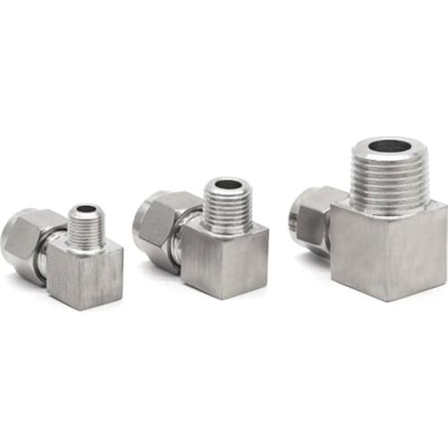 Stainless steel 1/8 1/4 3/8 1/2 inch male thread 6 8 10 12 mm hard tube fitting ZG NPT thread Right anglel Card sleeve connector