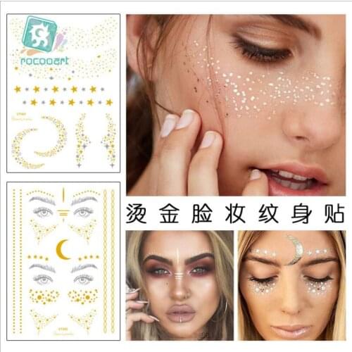 New Gold Face Temporary Tattoo Waterproof Blocked Freckles Makeup Stickers Eye Decal Wholesale T1916