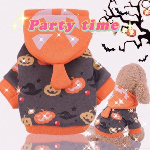 New Pumpkin Lantern Funny Halloween Cat and Dog Clothes Bat Pet Hoodie Suitable For Small and Medium-sized Dogs Cat and Dog Coat