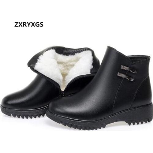 New Style Genuine Leather Warm Shoes Winter Boots Womens Boots Fashion Wild Non-slip Ankle Boots Inisde Plush / Wool Snow Boots