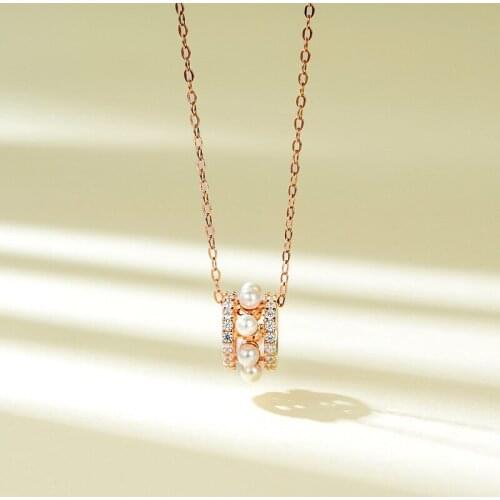 MDS12 S925 Sterling Silver Pearl Small Waist Necklace Female Fashion Wild Temperament Clavicle Chain Necklace