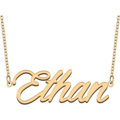 Ethan Name Necklace for Women Stainless Steel Jewelry 18k Gold Plated Nameplate Pendant Femme Mother Girlfriend Gift