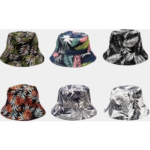 2020 Printed Leaf Bucket Hat Unisex Chapeau Fashion Fishing Hiking Hat Bob Caps Women Men Panama Hat Summer Sun Cap