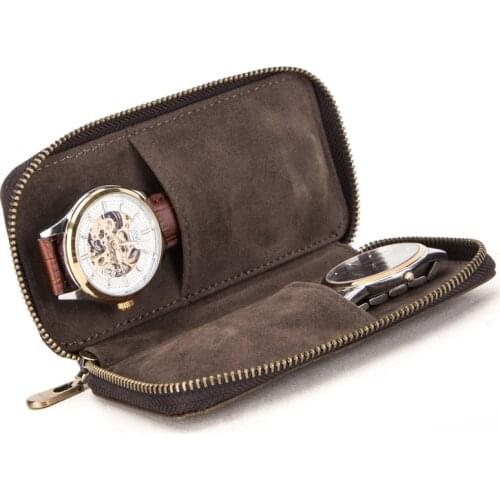 Portable Watch Box PU Leather Watch Organizer Storage Watches Display Case Tray Zippere Travel Jewelry Watch Collector Case