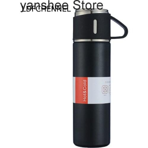 Portable stainless steel thermos for office and business, 500ml water bottle, travel insulated coffee cup