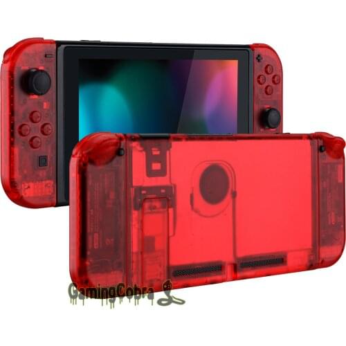 Transparent Clear Red Console Back Plate W/ Controller Housing Shell W/ Buttons for Nintendo Switch Console & Joy-Con