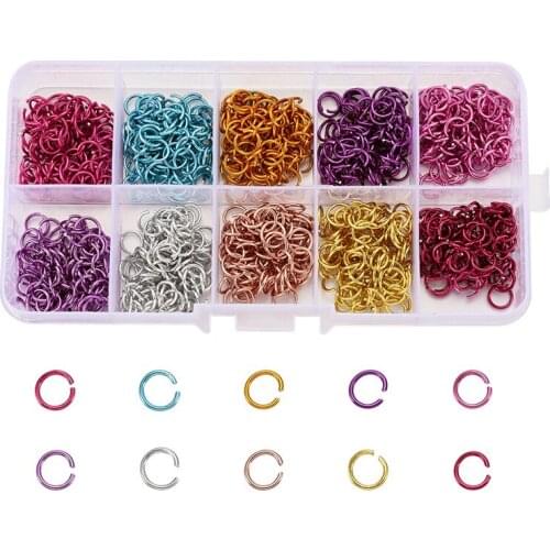 1000pcs/box 6x0.8mm Aluminum Wire Open Jump Rings Mixed Color for DIY Jewelry Making DIY Handmade Bracelet Necklace 20 Gauge