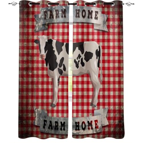 Plaid Cow Retro Farm Curtains for Childrens Bedroom The Living Room Kids Window Treatments for Kitchen Drapes
