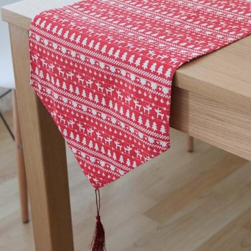 180X28CM Christmas Table Runner Mat Xmas Linen Table Flag Tablecloths Party Decoration Banquet New Year