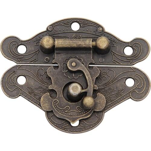 4Sizes Antique Bronze Furniture Handles Retro Zinc Alloy Cabinet Pulls Wooden Jewelry Box Hasp Pad Chest Lock Door Handle