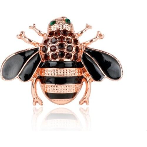 Crystal Bee Enamel Brooch Safe-Pin Design Fly Bee Shape Metal Insect Theme Lapel Pins Brooches Jewelry Collar Pin Accessories