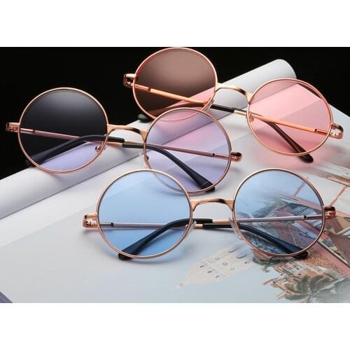 Fashion Multi-Color Retro Round Sunglasses Women Sun Glasses Lens Alloy Sunglasses Female Eyewear Driver Goggles Car Accessories
