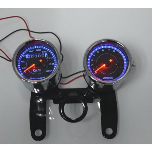 Universal Motorcycle Speedometer Odometer Gauge 0~180km/h 13000 RPM LED Backlight Tachometer Set