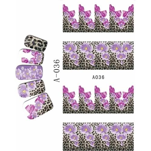 WATER DECAL NAIL STICKER LEOPARD SKIN BUTTERFLY ROSE MARGUERITE ROSEMARY A031-036