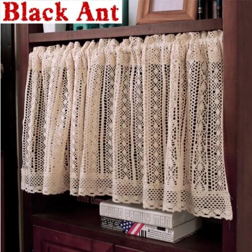 American Country Crochet Half Curtain For Kitchen Cabinet Cafe Short Curtain Hollow Out Custom Made Window Curtains DL-JD950#20