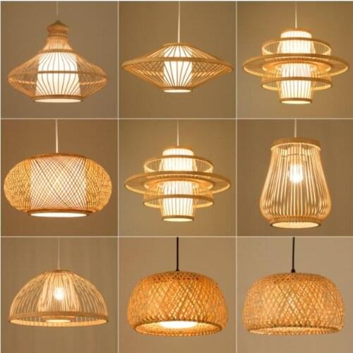 Japanese Idyllic Straw-hat Chandelier Simple Birds Nest Led Chandelier In Southeast Asia Bamboo-woven Restaurant Chandeliers