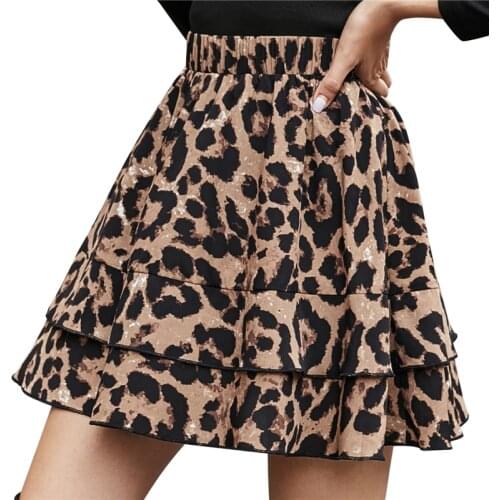 2021 Fashion Trend Women Leopard Mini Skirts Girls High Waist Patchwork A-line Loose Summer Casual Slim Buttoms Skirts