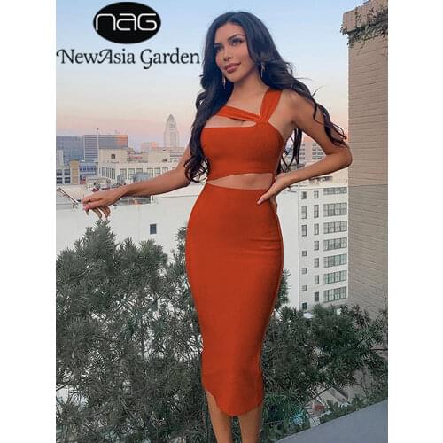 NewAsia One Shoulder Dress Fall Solid Color Cut out Sleeveless Long Dresses for Women Slim Fit Party Vestidos Sexy Club Outfits