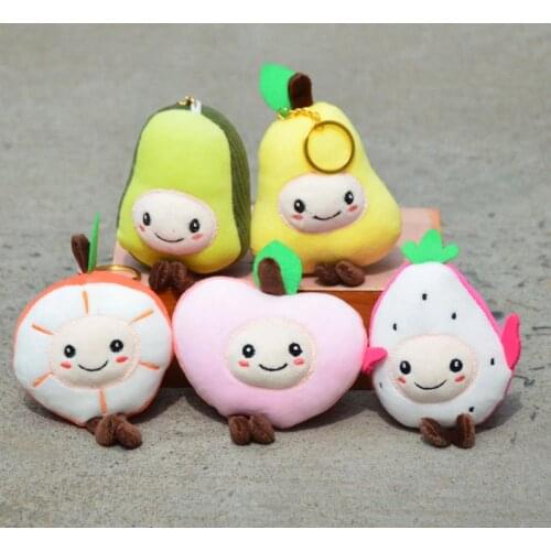 10PCS 12-15cm Simulation Fruit Vegetables Decoration Bag Plush Mini Pendant Keychain Doll Ring Toy