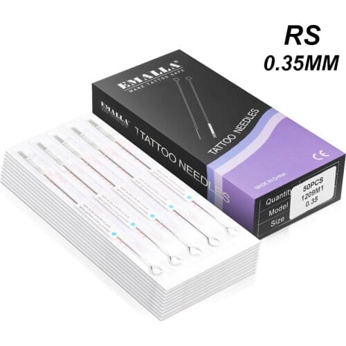 50PCS Professional Tattoo Needles 3RS 5RS 7RS 9RS 11RS 14RS 15RS Size Disposable Assorted Sterile Tattoo Needles 0.35mm