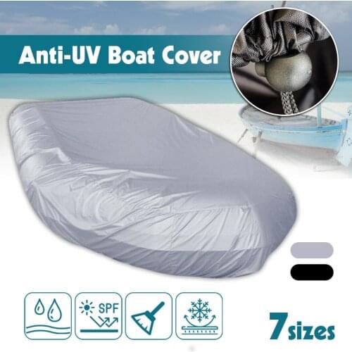 7 Sizes Waterproof UV Sun Dust Protection Inflatable Boat Dinghy Cover Tender Storage Suits 7.5-17ft Kayak Rubber Boat Cover