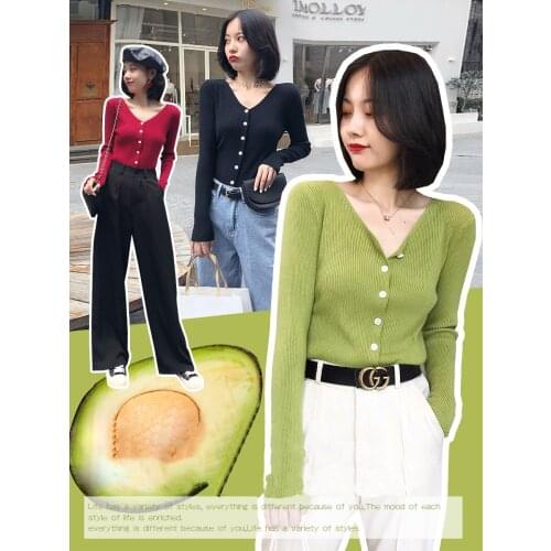 ABRINI Autumn 2021 Womens Clothing Cargidan Solid All-match Long Sleeve O-neck Sweaters Knitted Cardigan Top Open Stitch Tops