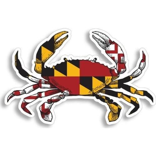 Maryland Crab Sticker MD State Flag Cup Laptop Car Vehicle Window Bumper Decal Racing Tuning Laptop Trunk Waterproof PVC