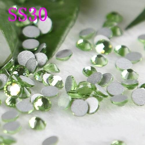 Shining light green SS30 288pcs/pack Crystal Strass Rhinestone Flat Back Non Hotfix Rhinestones Garment acessaries