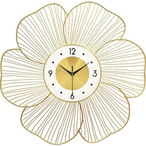 Large Metal Creative Luxury Wall Clock Nordic Gold Silent Fashion Flower Wall Clocks Bath Room Reloj Pared Home Decoration EA50Z