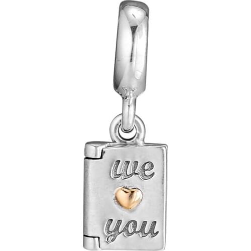 CKK 925 Sterling Silver Jewelry 14K Gold Card Silver Dangle With Charms DIY Beads Fits Bracelets For Jewelry Making