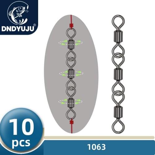 DNDYUJU 10pcs Rolling Triple Bearing Safe Fishing Swivels Corrosion Resistant Lightweight Quick Connect Portable Safe Fishing