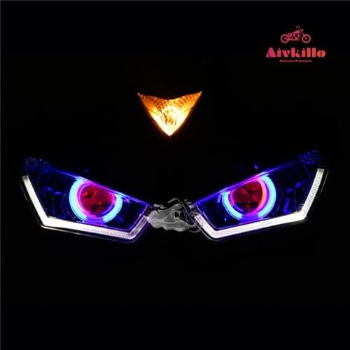 Fit For YZF-R3 YZF R25 R3 2013-2016 14 15 Motorcycle Spare parts headlamp with angel eyes HID Projector headlight with project
