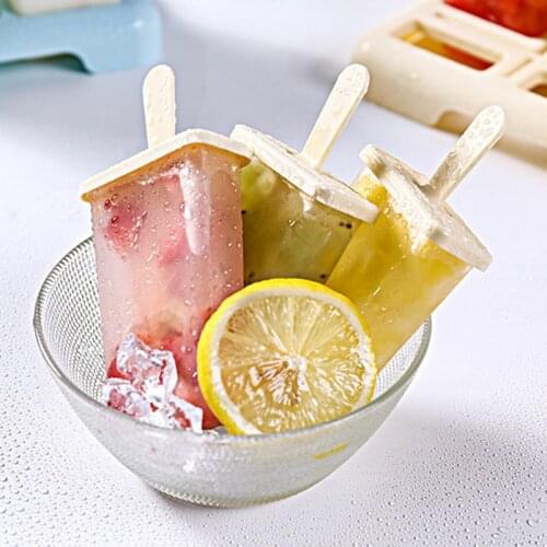 4/9 Cells Ice Cream Mold DIY Dessert Mould Ice Pop Maker with Stick & Lid Reusable Kitchen Tools