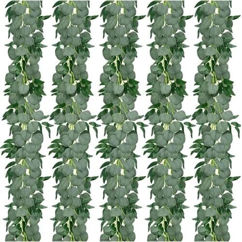 5 Pack Artificial Eucalyptus Garland with Willow Leaves Greenery Leaves Vines for Wedding Home Party Garden Decoration