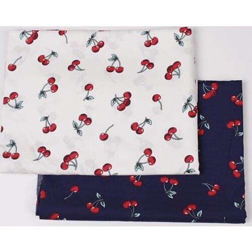 Cherry Cotton Plain Poplin Fabric DIY Home Furnishing Childrens Wear Cloth Make Summer Dress Skirt Decoration 180g/m D30