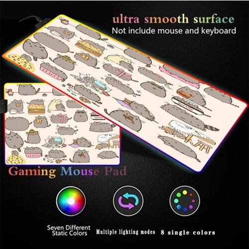 Cute Cat RGB Gaming Computer Gamer Mousepad Large Game No-slip Mouse Mat Big Mause Pad PC Laptop Keyboard Desk Carpet for CSGO