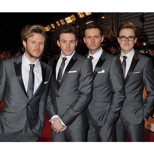 Custom Made Fashion Men Suits 2016 Hot Selling Gray Jacket Pant Black TieTerno Masculino Latest Suit One Button Bridegroom Best