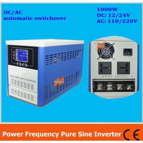 Power frequency 1000W pure sine wave solar inverter with charger DC12V24V to AC110V220V LCD AC by Pass AVR