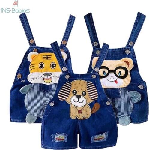 2020 Summer baby Boys Girls Jeans Overalls Shorts Toddler Kids Pants Toddler Trousers Cute animals Pants baby boy Clothes Jeans