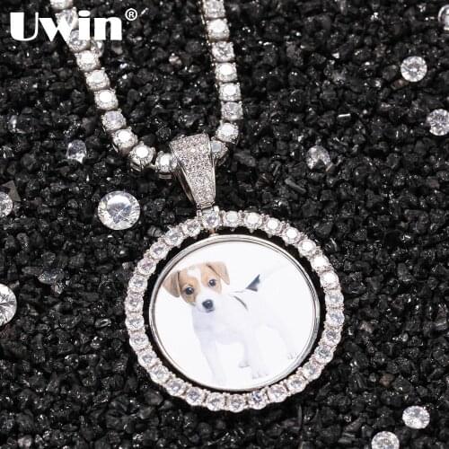 UWIN Fashion Jewelry DIY Spin Photo Pendant Necklace for Men&Women Copper CZ Charms with Stainless Steel Rope Chain Dropshipping