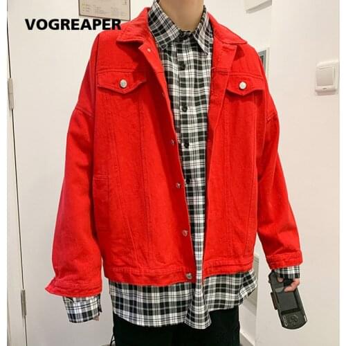 Spring Autumn New Mens Cotton Jacket Loose Cotton Red White Black Streetwear Hip Hop Jackets Coat Outwear 4XL 5XL