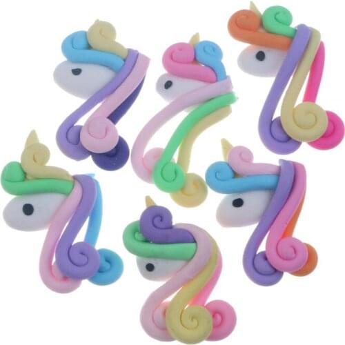 10Pcs Mixed Dreamy Clay Unicorn Decoration Crafts Flatback Cabochon Embellishments For Scrapbooking Accessories