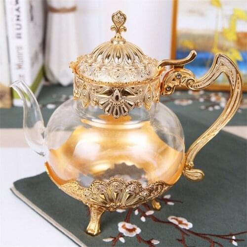 Small handmade teapot household wine pot made of glass and zinc alloy coffee pot cool kettle X-050