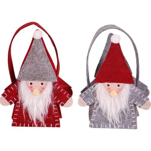 Cartoon Santa Swedish Gnome Christmas Biscuits Candy Storage Bag Handbag Kids Gift Pocket Holder Home Hotel New Year Party Decor