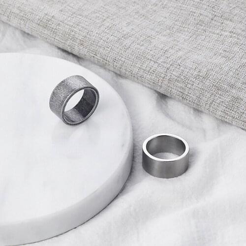 Titanium Steel Wide Face Simple Ring Retro Mens Ring Personality Hip Hop Brushed Ring Bicycle Hand Finger Accessories Jewelry