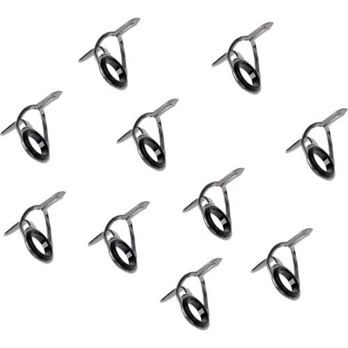 10Pcs Stainless Steel Fishing Rod Guides Tips Repair Kit Ceramic Eye Rings Tangle Free Size 6# - 30