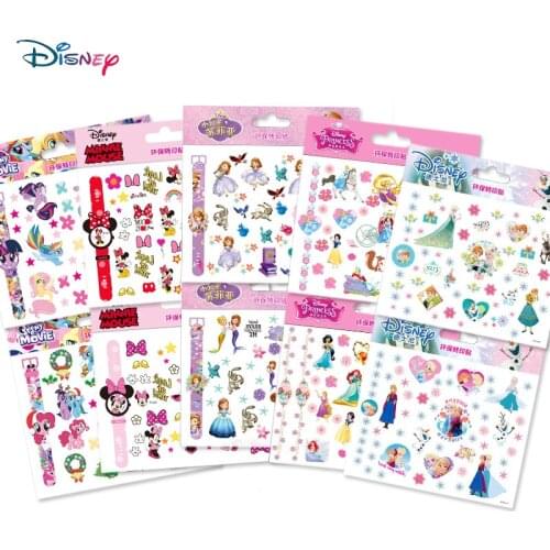 Disney Girls Frozen Princess Tattoo Stickers Designer Toy Cute Cartoon Snow White Mickey Minnie Kids Baby waterproof Sticker